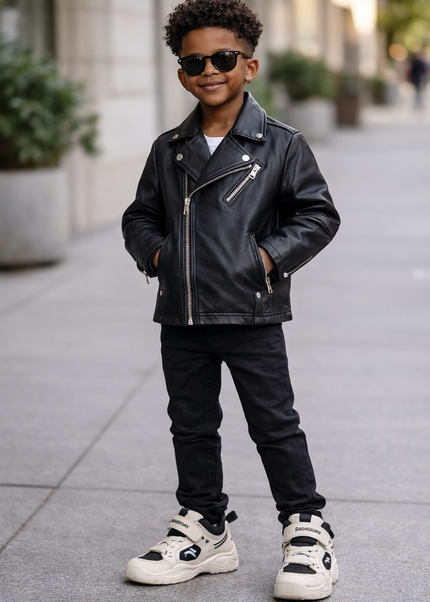 Boys Premium Leather Biker Jacket