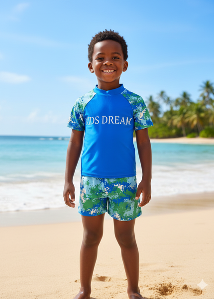 Boys Blue 2-Piece Swim Set – Top & Shorts