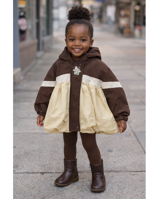Girls Colorblock Hooded Puffer Jacket