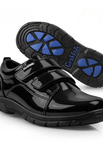 Crabkids Boys Patent Leather School Shoes – Double Velcro Strap - P809177C