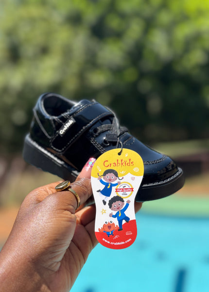 Crabkids Patent Leather School Shoes – Velcro Strap - P618507V