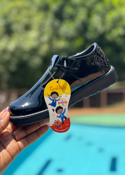 Crabkids Girls Patent Leather T-Bar School Shoes – Buckle Strap - P618439