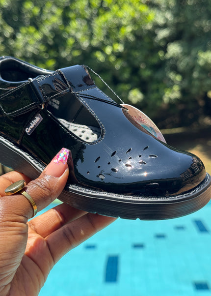Crabkids Girls Patent Leather T-Bar School Shoes – Buckle Strap - P618439