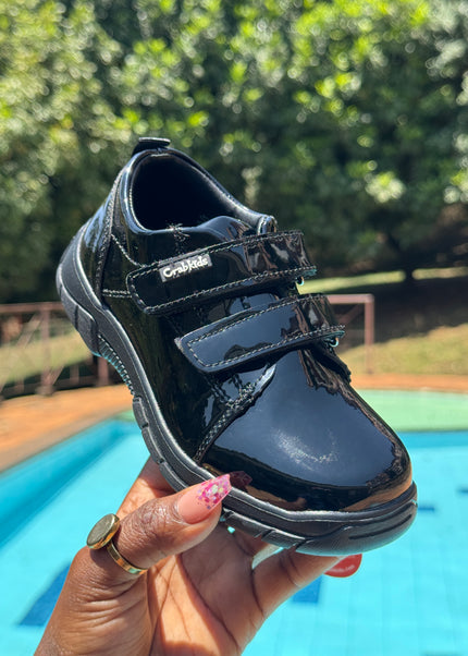 Crabkids Boys Patent Leather School Shoes – Double Velcro Strap - P809177C