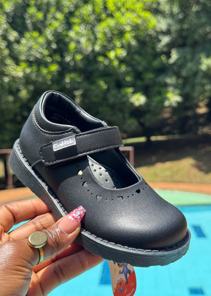 Crabkids Girls Matte Leather School Shoes – Mary Jane Velcro Strap - 617861