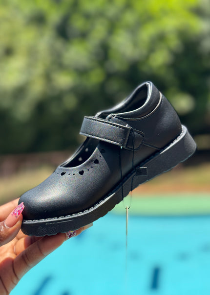 Crabkids Girls Matte Leather School Shoes – Mary Jane Velcro Strap - 617861