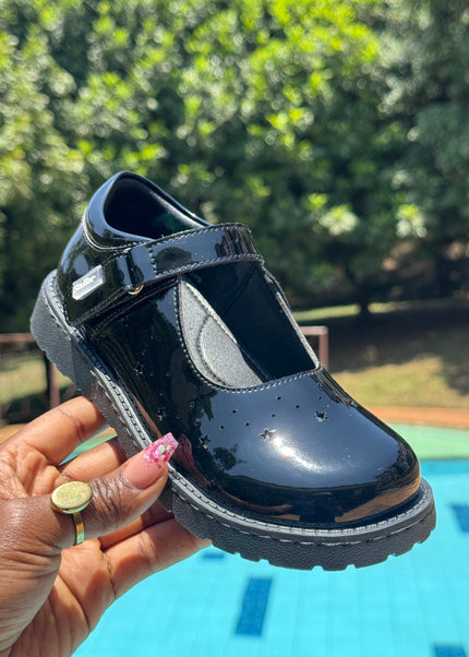 Stellar Steps Girls Wetlook School Shoe - S942-619