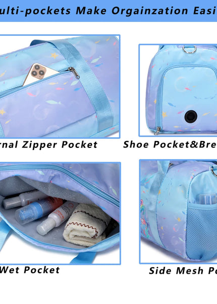 Girls Duffel Bag | Swimming, Sports & Travel Bag - Purple