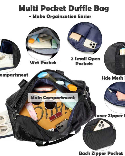 Multi Pocket Duffle Bag - Swimming, Travel & Gym Organizer bag