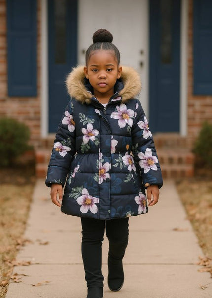 ❄️ Luxe Floral Hooded Jacket – Sunday Best Edition