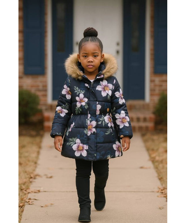 ❄️ Luxe Floral Hooded Jacket – Sunday Best Edition