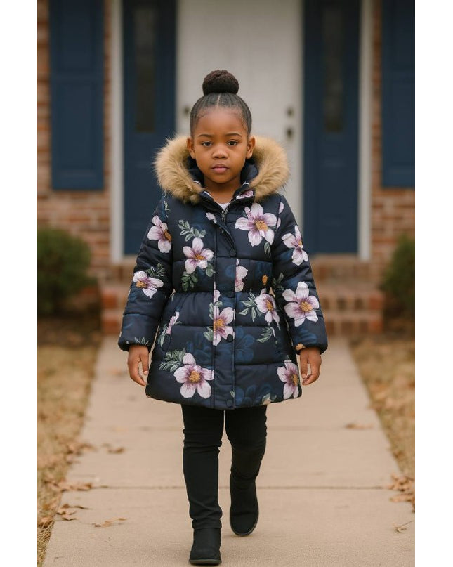 ❄️ Luxe Floral Hooded Jacket – Sunday Best Edition
