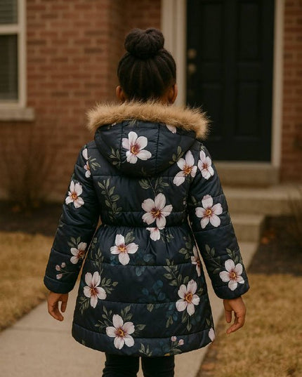 ❄️ Luxe Floral Hooded Jacket – Sunday Best Edition