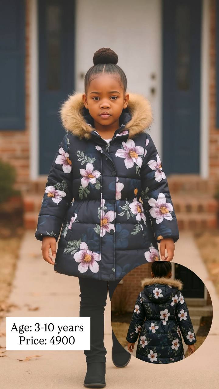 ❄️ Luxe Floral Hooded Jacket – Sunday Best Edition