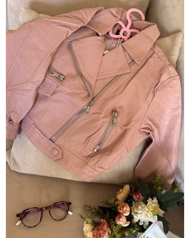 Girls Pink Genuine Leather Jacket - Premium Biker Jacket