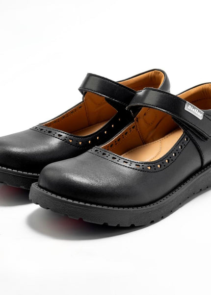 942-401 - Girls Matte School Shoes - Easy to Maintain, Pure Leather and Rubber Soles