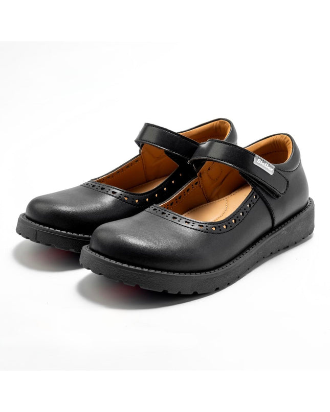 942-401 - Girls Matte School Shoes - Easy to Maintain, Pure Leather and Rubber Soles