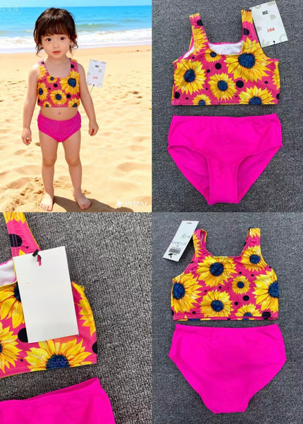 Girls Sunflower Bikini Set with Cover-Up - 3-Piece and 2 Piece Swim Set