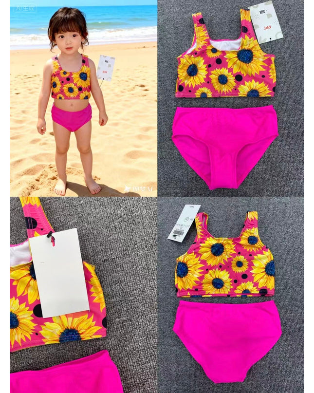 Girls Sunflower Bikini Set with Cover-Up - 3-Piece and 2 Piece Swim Set