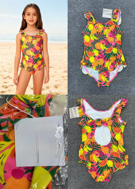 Girls Tropical Fruit Swimming Costume - One Piece Swimsuit