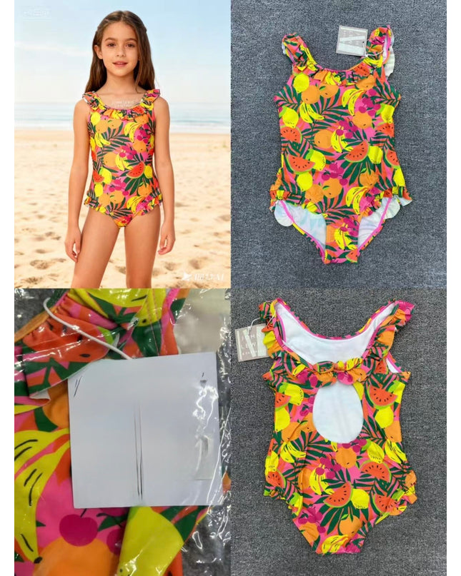 Girls Tropical Fruit Swimming Costume - One Piece Swimsuit