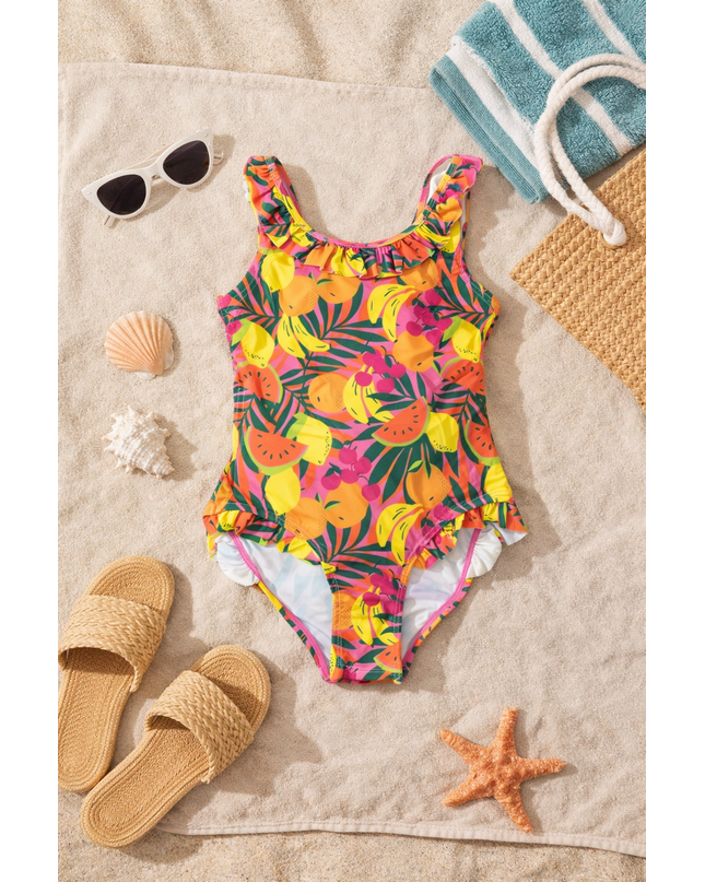 Girls Tropical Fruit Swimming Costume - One Piece Swimsuit