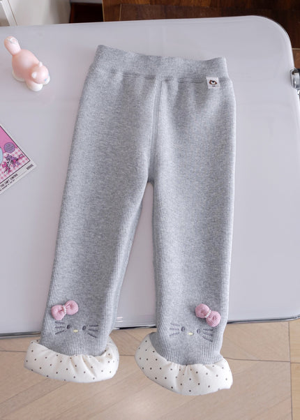 Girls Ribbed Tights with Ruffle Trim and Inner Warmer