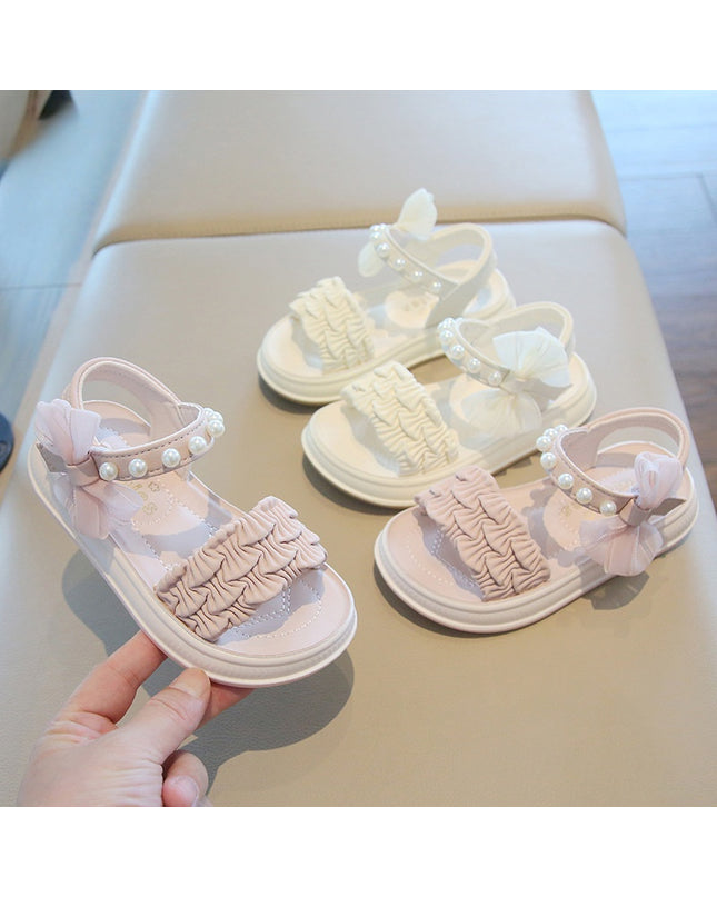A2526 - Lux Baby Girls Dress Sandals – Soft Sole & Pearl Detail