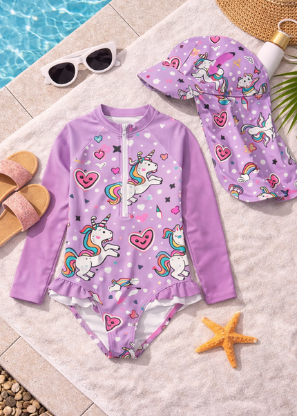 Girls Swimming Costume - Unicorn design for Small babies and toddlers