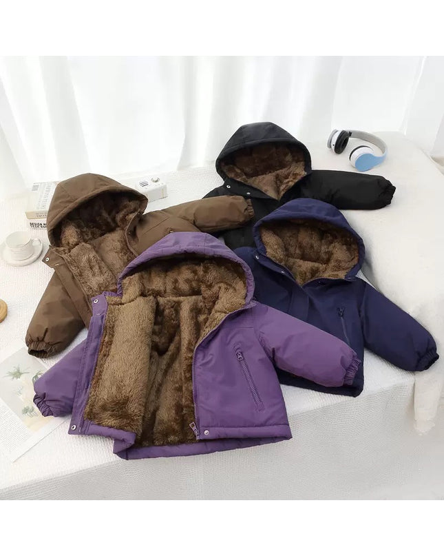 Kids Fleece-Lined Hooded Puffer Jacket