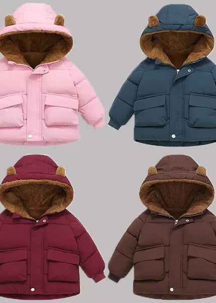 Kids Bear Ear Hooded Puffer Jacket