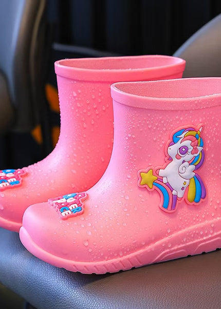 Pink Unicorn Rainboots for Girls - Waterproof Kids Rain Boots