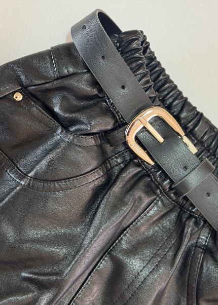 Girls Genuine Leather Shorts with Belt