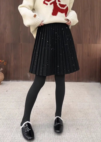 Girls Glitter Pleated Skort with Chain Belt
