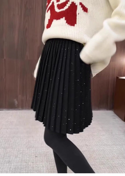 Girls Glitter Pleated Skort with Chain Belt