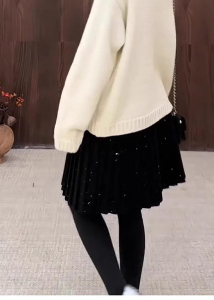 Girls Glitter Pleated Skort with Chain Belt