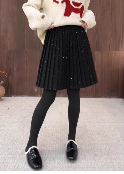 Girls Glitter Pleated Skort with Chain Belt