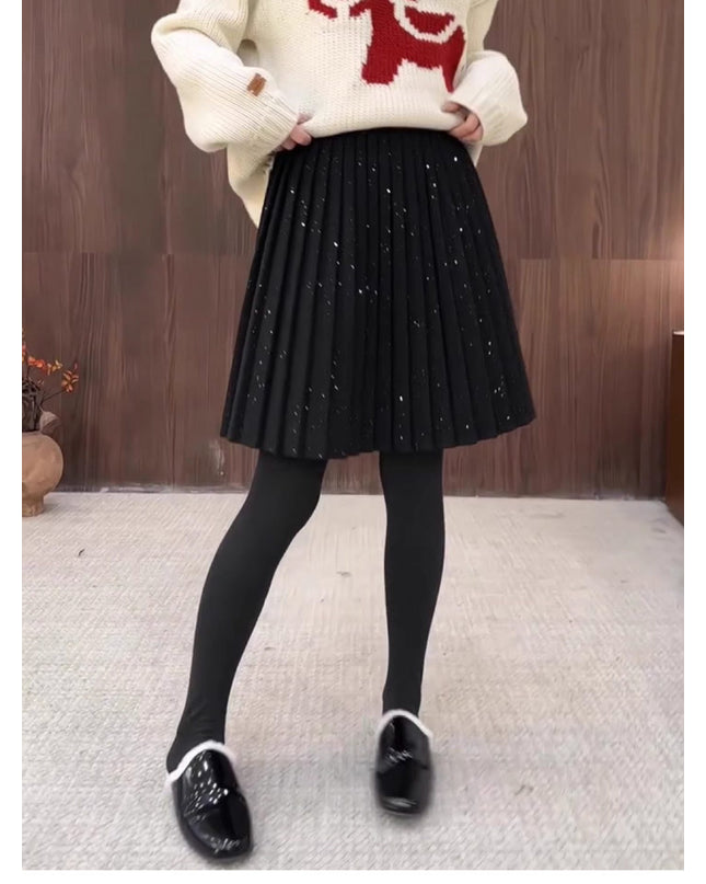 Girls Glitter Pleated Skort with Chain Belt