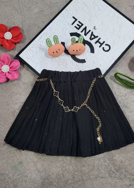 Girls Glitter Pleated Skort with Chain Belt
