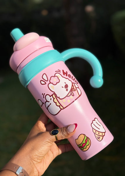 Kids & School Vacuum Stainless Steel Straw Tumbler Mug (860ml)