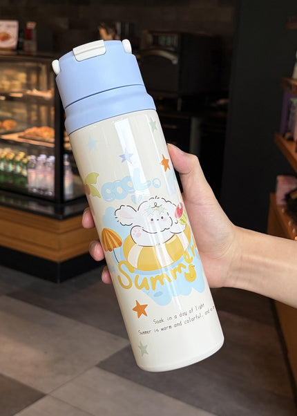 Kids Slim Stainless Steel Vacuum Water Bottle with Carry Loop