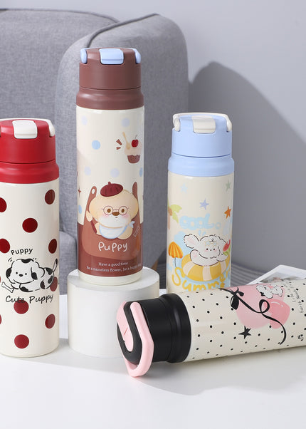 Kids Slim Stainless Steel Vacuum Water Bottle with Carry Loop