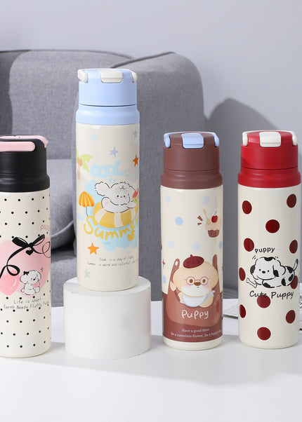 Kids Slim Stainless Steel Vacuum Water Bottle with Carry Loop