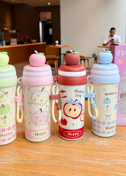 Kids Stainless Steel Vacuum Water Bottle with 3D Fruit Cap