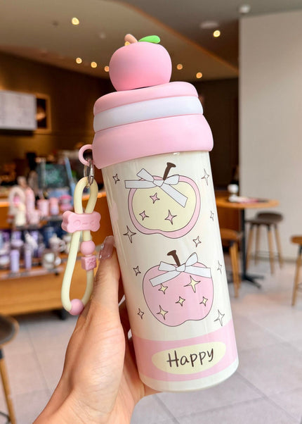 Kids Stainless Steel Vacuum Water Bottle with 3D Fruit Cap