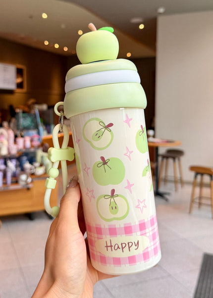 Kids Stainless Steel Vacuum Water Bottle with 3D Fruit Cap