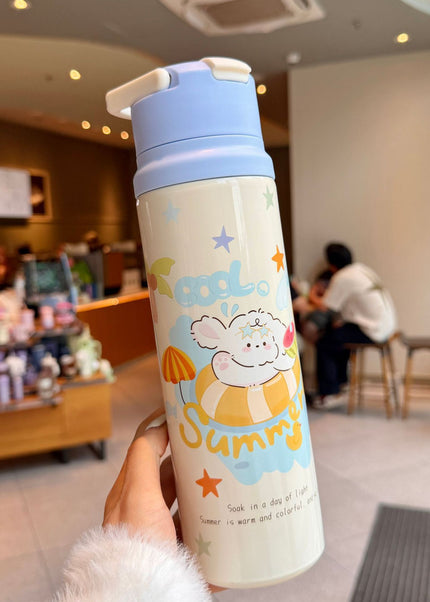 Kids Slim Stainless Steel Vacuum Water Bottle with Carry Loop