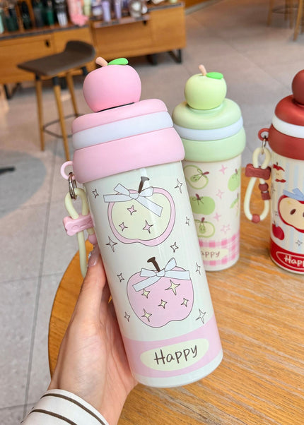 Kids Stainless Steel Vacuum Water Bottle with 3D Fruit Cap