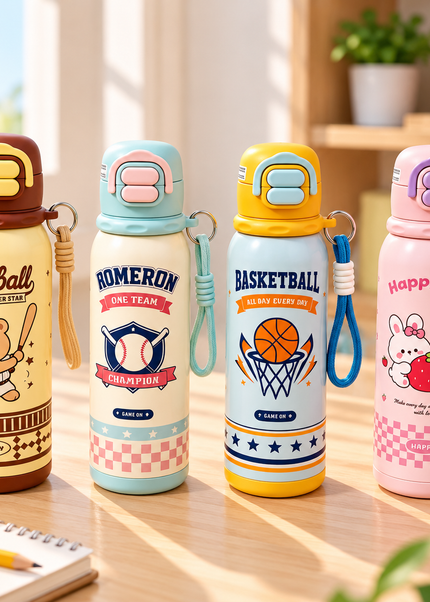 Kids 316L Stainless Steel Dual-Drinking Insulated Water Bottle