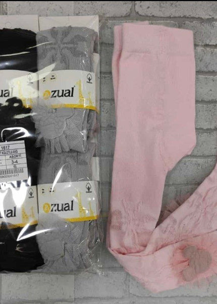 Pattern Ribbon Stockings with lace
